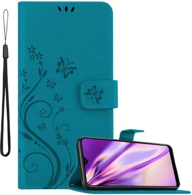 Produktbild von Cadorabo Hülle für Samsung Galaxy A10 / M10 Schutz Hülle in Blau Schutzhülle Handy Hülle Etui Case Blumen Flower
