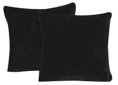 Produktbild von 2er Pack Kissenbezug Kissenhülle Teddy Plüsch Uni kuschelig flauschig warm weich, Größe:50x50 cm, Farbe:schwarz