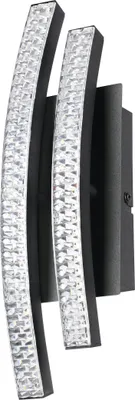 Produktbild von EGLO LED Wandlampe Lejias, Wandleuchte, Wandbeleuchtung für Innen aus Metall in Schwarz, Kunststoff-Kristall in Transparent, Flurlampe warmweiß