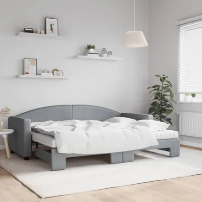 Image de Maison Exclusive - Canapé-lit convertible avec matelas, gris clair, 80 x 200 cm, tissu