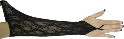 Produktbild von K84250150 schwarz Damen Spitzen Handschuhe Fingerlos Ellenbogenlang