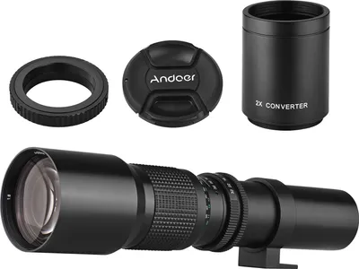 Produktbild von Andoer 500mm/1000mm f/8 Hochleistungskamera Teleobjektiv Manueller Fokus mit 2X Konverter Objektivdeckel Objektivschutz Tragetasche fuer Landschaftsfotografie Buehnenfotografie Sport Eventfotografie Ersatz fuer Nikon D40 D40X D60 D90 D100 D200 D300 D500 D600 D610 D700 D750 D800 D810 D810 10 A D8 50 D3000 D3100 D3200 D3300 D3400 D5000 D5100 D5200 D5300 D5500 D5600 D7000 D7100 D7200 D75000