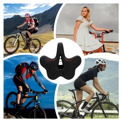 Produktbild von Bequemer Fahrradsitz, Komfort-Fahrradsitz, Breiter Komfort-Fahrradkissensitz, Wasserdichter Mountainbike-Sitz, Stoßdämpfender Heimtrainer-Sitz für Männer und Frauen