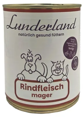 Produktbild von Lunderland Rindfleisch mager 800g Dose / Hundefutter Nassfutter  100 % mageres Muskelfleisch vom Rind
