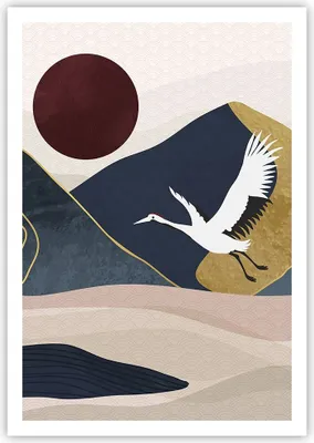 Produktbild von Poster - Poster ohne Rahmen - Kraniche Berge Sonne - 70x100 cm - Wand Bild - Wanddeko - Wandbilder - Kunstposter - Wandposter - Bilder - Kunstdruck - Wanddekoration - Wandbild - P2XPA70x100-4785