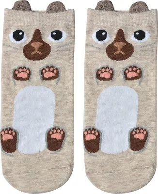 Produktbild von Clayre & Eef Lustige Socken one size Beige Polyester Katze