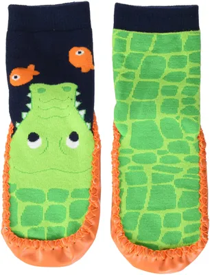 Obrázok produktu pre Detské domáce papuče Playshoes, unisex, vzor "Krokodíl", tmavozelená farba, veľkosť 18/19 EU