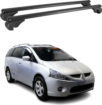 Image de Barres de toit Transversales pour Mitsubishi Grandis 2004-2011 Aluminium Noir