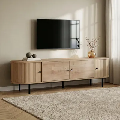 Image de Skye Decor, support TV de haute qualité (3 pièces) en chêne saphir, 180 cm, 100% mélaminé