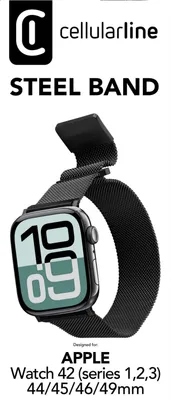 Produktbild von Steel Band für Apple Watch (Serie 1/ 2/ 3) 44/ 45/ 46/ 49mm Milanaise Black (61128)