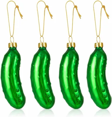 Immagine prodotto di Decorazioni albero cetriolini – 4 pendenti verdi da 8 cm