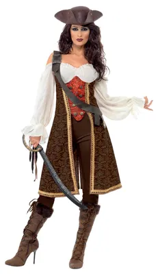 Image de Costume de pirate de haute mer pour femme, avec robe, pantalon et bandelière