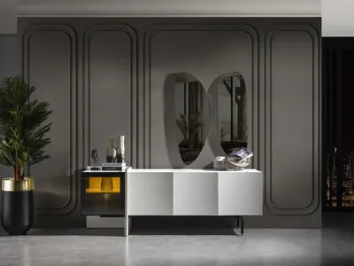 Produktbild von Wohnzimmer Anrichte Spiegel Holz Möbel Luxus Stil Modern 2tlg  neu