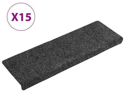 Image de vidaXL Tapis d'escalier 15 pcs. Non-tissé aiguilleté 65x21x4 cm Gris