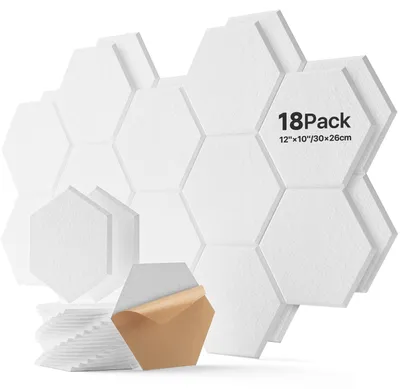 Produktbild von Akustikpaneele - Selbstklebend - 18 Stück - Schallschutz - Akustische Wanddekoration - 30 x 26 x 0,9 cm - Professioneller Akustikschaum - Schallschutzpaneele
