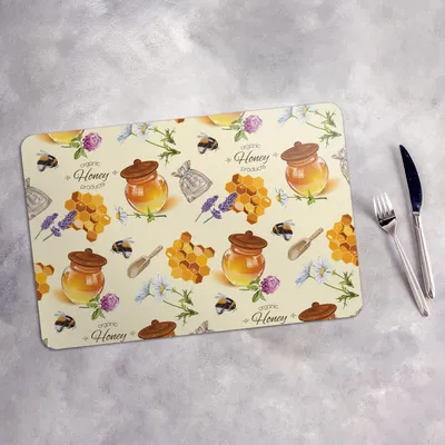 Produktbild von Tischset 4x45x30 cm Platzset Tischmatte Platzmatte Untersetzer - Honig Bienen Pflaster