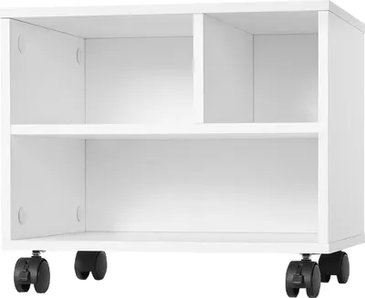 Produktbild von Druckerwagen - Druckerständer - 3 offene Fächer - 40×30×35 cm - Mit Rollen - Melaminplatte - Weiß