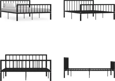 Produktbild von vidaXL Bettgestell Schwarz Metall 160×200 cm - Bettgestell - Bettgestelle - Bettrahmen - Bettrahmen
