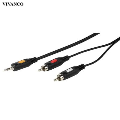 Produktbild von ViVanco™46031, 2 x RCA, Männlich, 3.5mm, Männlich, 2,5 m, Schwarz, Rot, Weiß