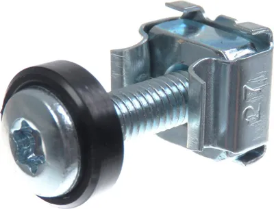 Produktbild von SECCARO Käfigmuttern M5 im Set, zur Rack-Montage, Stahl verzinkt, 20 mm Schraube mit Innensechsrund (TX), Unterlegscheibe, 20 Stück