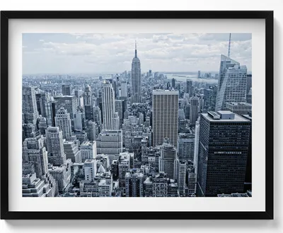 Produktbild von Blick auf New York– Wandbild mit Rahmen – Gerahmtes Bild  – Wanddekoration – 80x60 cm –  Schwarz Rahmen