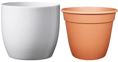 Produktbild von MePla - Set - Übertopf Basel ø27 + Pflanztopf ø26 - weiss