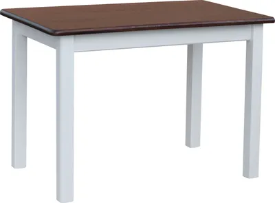 Produktbild von Weißer Tisch aus massivem Kiefernholz mit Tischplatte in der Farbe Nuss 100 x 60 cm