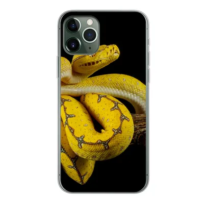 Produktbild von MuchoWow® Handyhülle Schutzhülle Hülle für iPhone 11 Pro Schlange - Zweig - Gelb Silikon Softcase Handy Hülle - Handy
