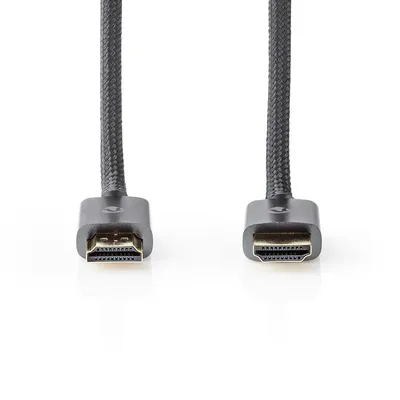 Immagine prodotto di Nedis Cavo HDMI ad alta velocità con Ethernet - HDMI maschio - HDMI maschio - 4K@60Hz - ARC - 18 Gbps - 5,00 m - Rotondo - Cotone - Grigio canna di fucile - Confezione con finestra