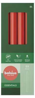 Produktbild von Bolsius Dinnerkerzen 230/20 doos 8 Delicate Red
