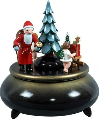 Immagine prodotto di Carillon Babbo Natale con angelo e slitta ØxH 18x20cm NUOVO