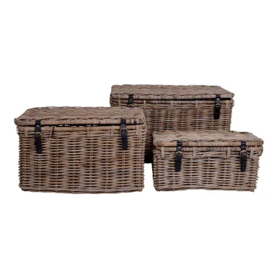 Produktbild von Demsy Aufbewahrungsbox 3 Stk. in Kubu grau mit Ledergriff.