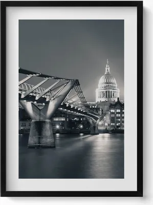 Produktbild von Schwarz-weißes Stadtbild– Wandbild mit Rahmen – Gerahmtes Bild – Wanddekoration – 50x70 cm – Schwarz Rahmen
