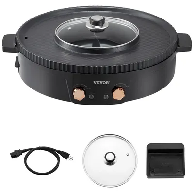 Produktbild von VEVOR 2 in 1 Elektrogrill und Hot Pot, 2200W BBQ-Pfanne Grill und Hot Pot, multifunktionale Teppanyaki-Grillpfanne mit dualer Temperaturregelung, rauchfreier Hot Pot Grill mit Antihaftbeschichtung für 1-8 Personen, 1550 W