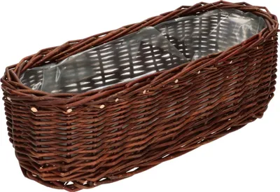 Produktbild von KOTARBAU® Übertopf aus Weide Flechtwaren Blumentopf Oval für Blumen Pflanzen Naturkorb 40 cm Blumenkasten Rattan Flechtkorb