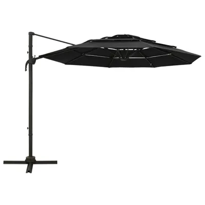 Produktbild von vidaXL Sonnenschirm mit Aluminium-Mast 4-lagig Schwarz 3x3 m