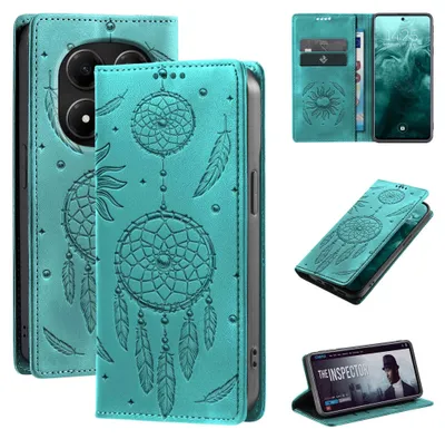 Produktbild von Handyhülle für Xiaomi Redmi Note 15 Pro RFID Schutz Klapphülle Case Cover Blumen Design Traumfänger Schutzhülle Farbe: Türkis