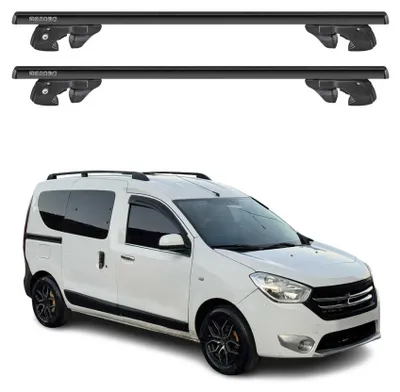Produktbild von Dachträger Grundtäger für Dacia Dokker 2012-2022 Aluminium 90kg Schwarz 2tlg, KI-generiertes Bild