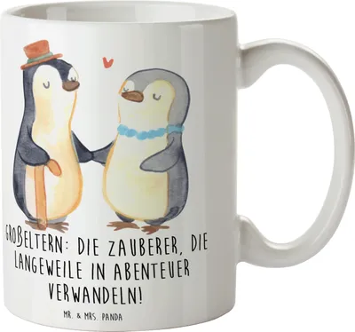 Produktbild von Mr. & Mrs. Panda Tasse Großeltern Zauberer - Weiß - Geschenk, Familienleben, Generationen, Freude, Geschenke, haferl, Liebe, Familienmitglieder, Pott, Kaffeebecher