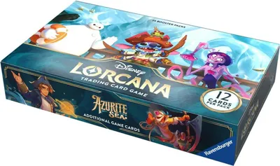 A booster display box for the Disney Lorcana Trading Card Game, featuring characters from the 'Azurite Sea' set.