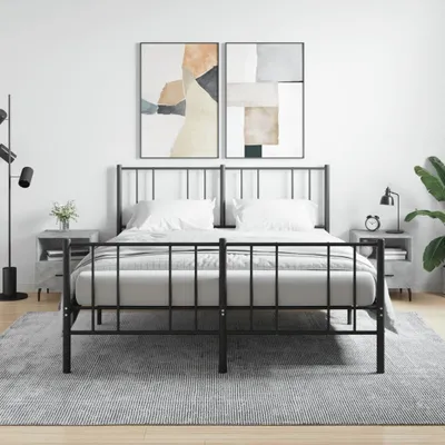 Produktbild von vidaXL Nachttische 2 Stk. Betongrau 40x35x47,5 cm Holzwerkstoff - Nachttisch - Nachttische - Schrank - Nachtschrank