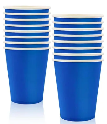 Produktbild von Pappbecher Blau 16 Stück 250 ml für Heiß- und Kaltgetränke
