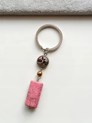 Immagine prodotto di Elegante portachiavi da donna rosa turchese albero della felicità ematite