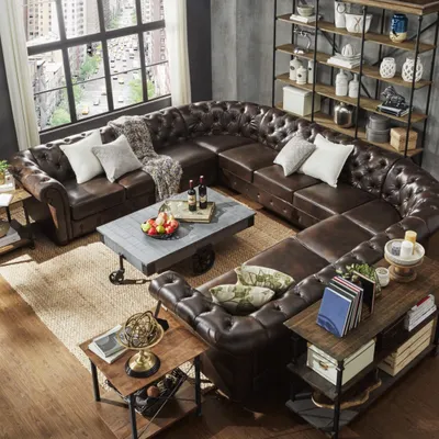 Produktbild von XXL Big Chesterfield Wohnlandschaft Couch Sofa Polster Eck Sitz Leder Garnitur