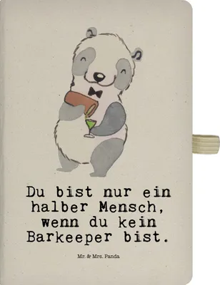 Produktbild von Mr. & Mrs. Panda notizbuch Barkeeper Herz - Transparent - Geschenk, Ausbildung, Journal, Adressbuch, Bartender, Tagebuch, DIN A4, Kladde, Kurs