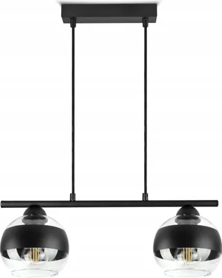 Produktbild von LUXOLAR - Led Pendelleuchte 2 flammig - Deckenleuchte Schwarz E27 60W - Hängelampe für Wohnzimmer, Küchen - Schwarz/transparent Glas Kugeln