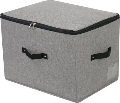 Produktbild von Famanu Aufbewahrungsbox faltbar mit Reißverschluss und Griff, geeignet für Kleidung und Bettwäsche, dunkelgrau