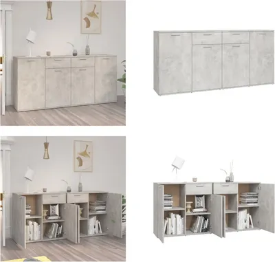 Produktbild von vidaXL Sideboard Betongrau 160x36x75 cm Holzwerkstoff - Sideboard - Sideboards - Seitenschrank - Seitenschränke