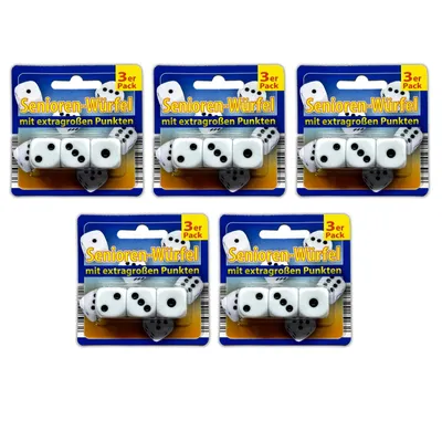 Produktbild von 15x Würfel mit Augenzahlen Würfelset XL Spielwürfel Senioren Würfel