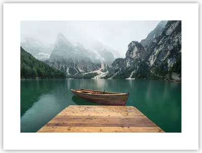 Produktbild von Poster - Poster ohne Rahmen - Berge See Boot - 40x30 cm - Wand Bild - Wanddeko - Wandbilder - Kunstposter - Wandposter - Bilder - Kunstdruck - Wanddekoration - Wandbild - P2XAA40x30-3978